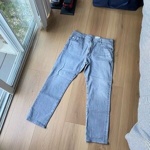 AG Adriano Goldschmied Men's Light Gray Slim Straight Jeans